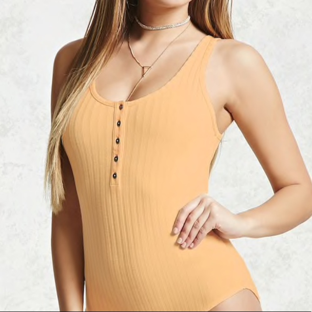 Ribbed Henley Bodysuit